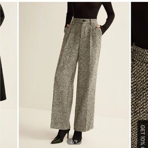 Commense Monochrome Tweed Wide Leg Pants